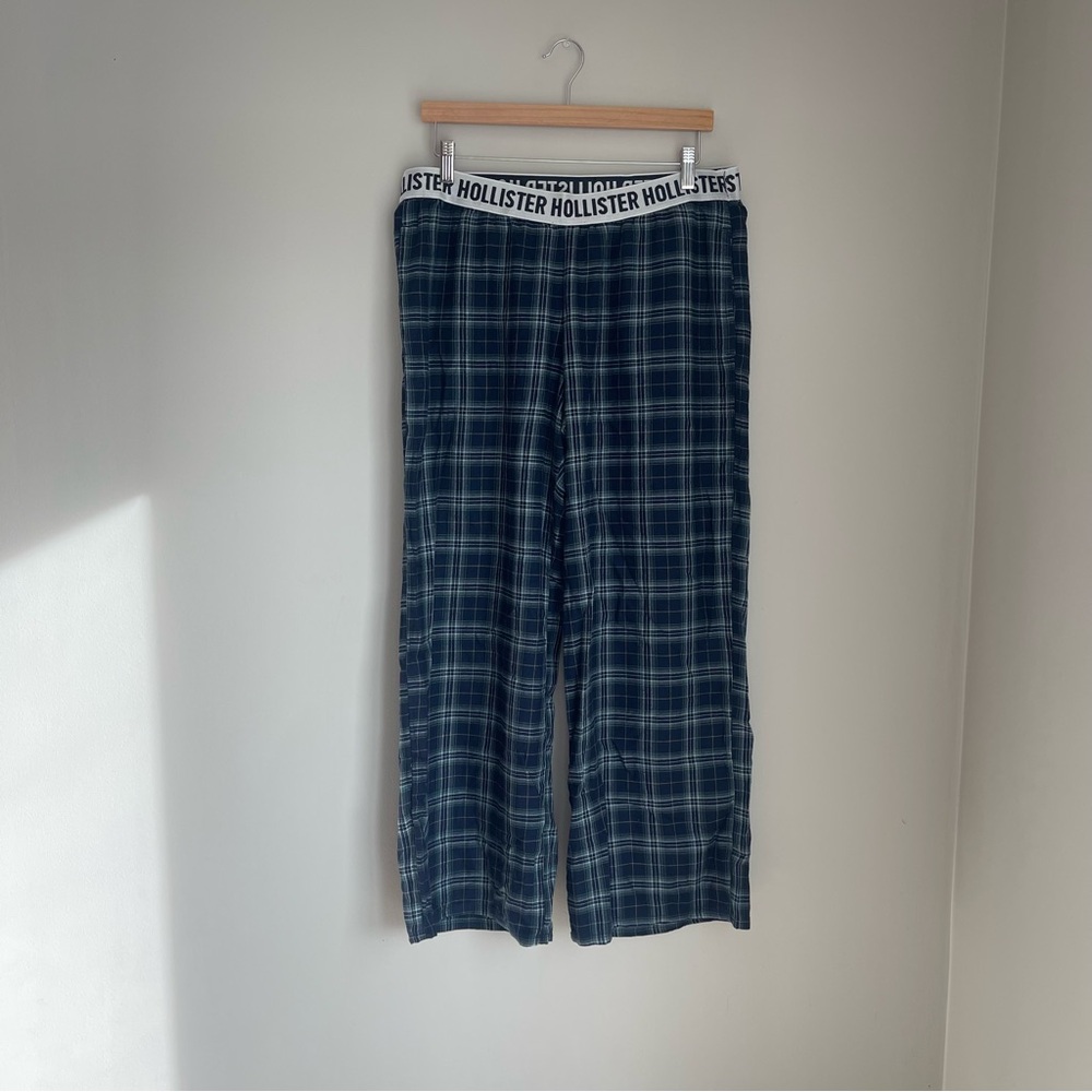 Hollister Plaid Pajama Pant - Size L - Blue/Green
